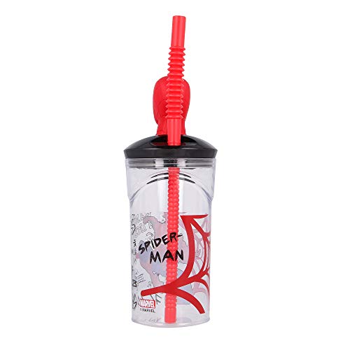 Vaso Infantil Con Pajita Y Tapa Con Figurita 3d Y Capacidad De 360 Ml | Spiderman Urban Web