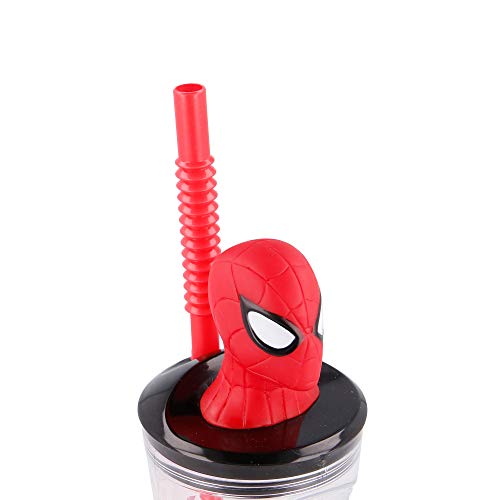 Vaso Infantil Con Pajita Y Tapa Con Figurita 3d Y Capacidad De 360 Ml | Spiderman Urban Web