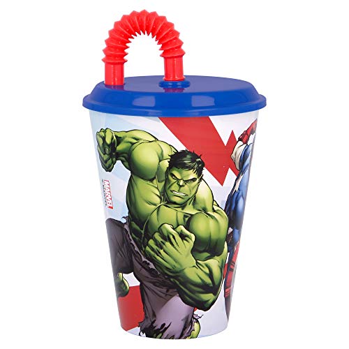 Vaso Infantil Reutilizable Con Tapa Y Pajita De 430 Ml | Los Vengadores - Avengers Rolling Thunder