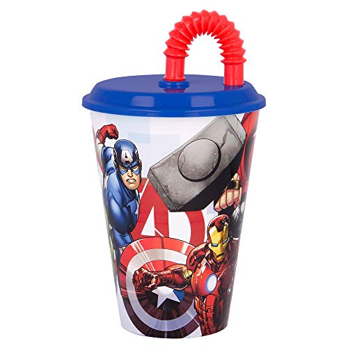 Vaso Infantil Reutilizable Con Tapa Y Pajita De 430 Ml | Los Vengadores - Avengers Rolling Thunder