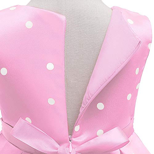 Vestido de Lunares de Princesa para Bebé Niña Minnie Disfraces para Fiesta da Cumpleaños Navidad Carnaval Boda Halloween Chicas Grandes Elegante Costume de Tutú con Diadema para Foto Rosa 6-7 Años