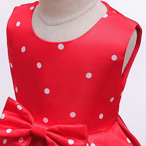 Vestido de Lunares de Princesa para Bebé Niña Minnie Disfraces para Fiesta da Cumpleaños Navidad Carnaval Boda Halloween Chicas Grandes Elegante Costume de Tutú con Diadema para Foto Rojo 6-7 Años