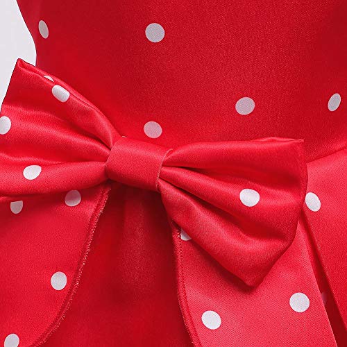 Vestido de Lunares de Princesa para Bebé Niña Minnie Disfraces para Fiesta da Cumpleaños Navidad Carnaval Boda Halloween Chicas Grandes Elegante Costume de Tutú con Diadema para Foto Rojo 6-7 Años