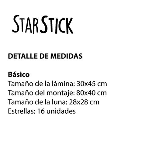 Vinilo para bebé - Luna llena con estrellas. Luna gris y estrellas de colores - T0- Basico 80x40 cm