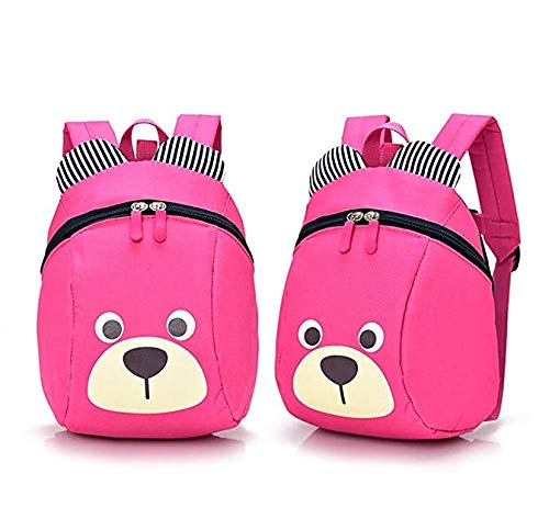 Voarge Mochila para niños pequeños, antipérdida, con diseño de oso y animales, para niños de 1 a 3 años, Rosa., Talla única