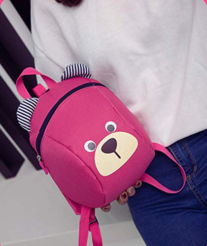 Voarge Mochila para niños pequeños, antipérdida, con diseño de oso y animales, para niños de 1 a 3 años, Rosa., Talla única