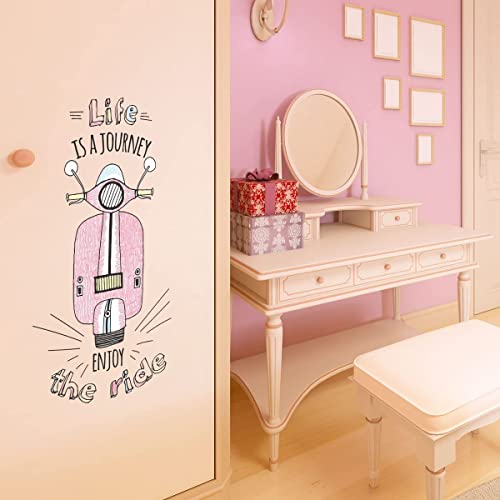 WandSticker4U® - Adhesivo decorativo para pared con ruedas, 37 x 67 cm, para habitación infantil, salón, dormitorio, decoración para la pared, texto en inglés "Love Life" y "Baby"