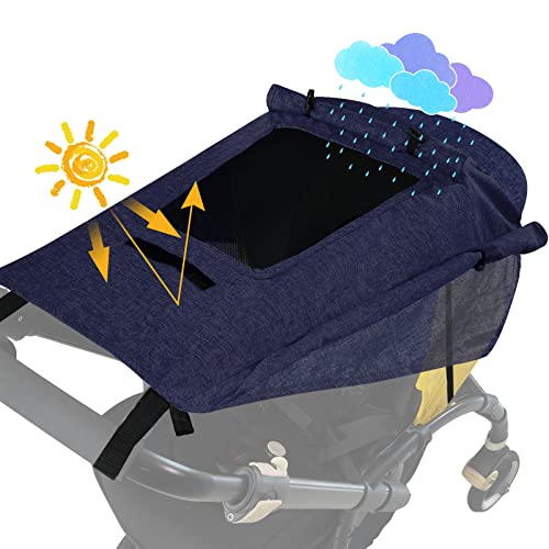 WD&CD Parasoles para Silla de Paseo, Impermeable Funda para Cochecito de Bebé, Toldo Oscuro Universal para Bebés Cochecitos- Parasol Ajustable con Protección UV 50+, Azul Marino