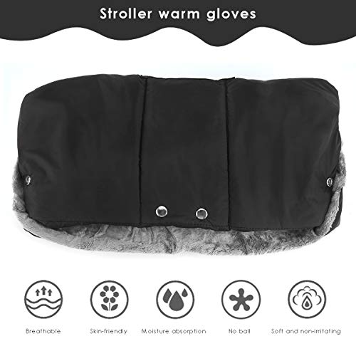 Yinuoday Manoplas para silla de paseo, guantes de cochecito Manguito para cochecito con bolsillo para teléfono Invierno Impermeable Bebé Cochecito Guantes de Lana