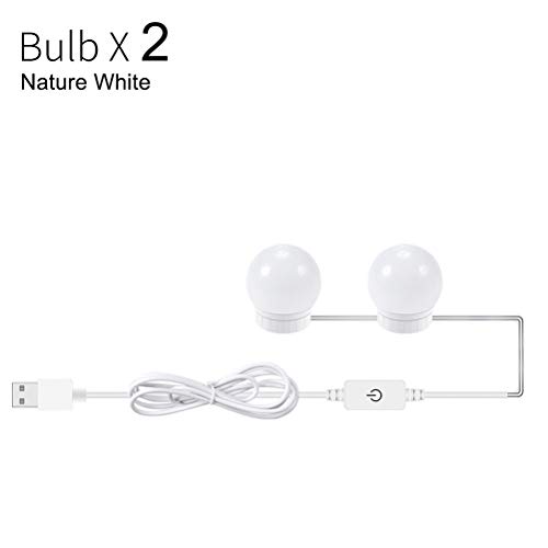 zaizai 5V Led Maquillaje Espejo Bombilla De Luz Maquillaje Luces De Tocador Lámpara De Pared USB 2/6/10/14 Uds Lámpara De Espejo De Tocador Regulable (Color : 2pcs Bulbs)