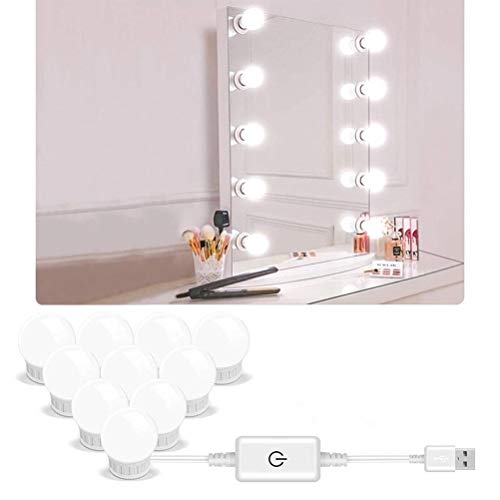 zaizai 5V Led Maquillaje Espejo Bombilla De Luz Maquillaje Luces De Tocador Lámpara De Pared USB 2/6/10/14 Uds Lámpara De Espejo De Tocador Regulable (Color : 2pcs Bulbs)