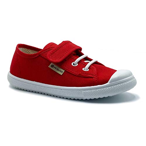 Zapatillas de Lona para niña y niño/Bambas Infantiles con aromaterapia antimosquitos/Calzado Infantil con Cierre de Velcro y Cordones elásticos/fabricacion en España (Rojo, Numeric_26)