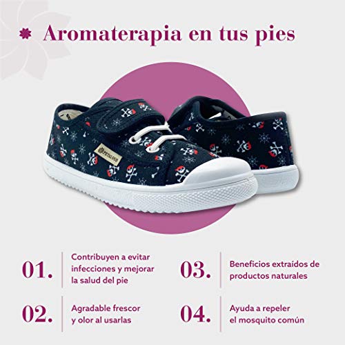 Zapatillas de Lona para niña y niño/Bambas Infantiles con aromaterapia antimosquitos/Calzado Infantil con Cierre de Velcro y Cordones elásticos/fabricacion en España (Negro, Numeric_27)