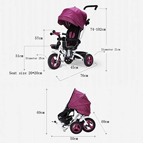 Zoe home Triciclo Infantil 4 en 1 for niños de 1 a 3 años Carro Plegable for Cochecito de bebé Cochecito for niños Carrito Buggy Cuna Asiento Reversible Triciclo for niños Bicicleta de 3 Ruedas