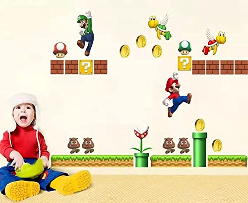 ZTZK Super Mario - Adhesivo de pared, diseño de Super Mario, adhesivo de pared – Extraíble y pegado, adecuado para salón, pared lisa, habitación infantil, etc. Tamaño: 30 x 90 cm x 2 unidades