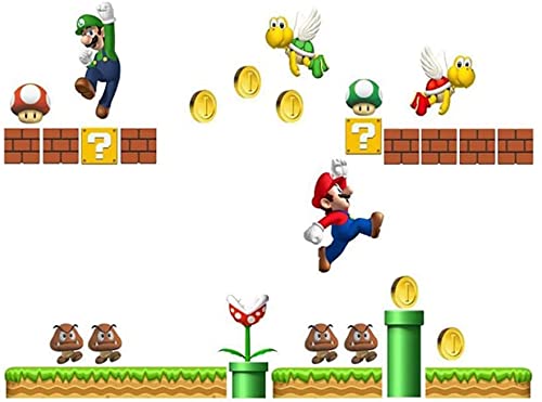 ZTZK Super Mario - Adhesivo de pared, diseño de Super Mario, adhesivo de pared – Extraíble y pegado, adecuado para salón, pared lisa, habitación infantil, etc. Tamaño: 30 x 90 cm x 2 unidades