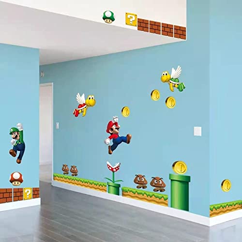 ZTZK Super Mario - Adhesivo de pared, diseño de Super Mario, adhesivo de pared – Extraíble y pegado, adecuado para salón, pared lisa, habitación infantil, etc. Tamaño: 30 x 90 cm x 2 unidades