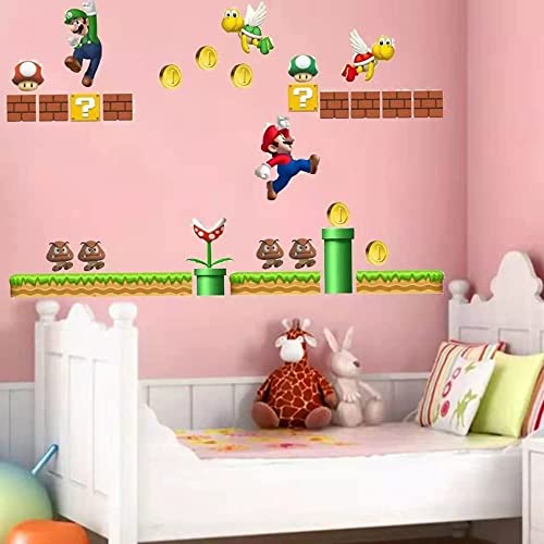 ZTZK Super Mario - Adhesivo de pared, diseño de Super Mario, adhesivo de pared – Extraíble y pegado, adecuado para salón, pared lisa, habitación infantil, etc. Tamaño: 30 x 90 cm x 2 unidades