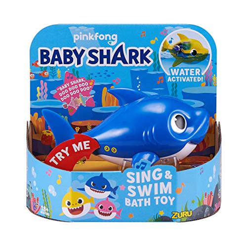 ZURU Robo Alive Junior Daddy Pinkfong Baby Shark Juegos de baño, Color Azul (ZURU Inc 25282B)