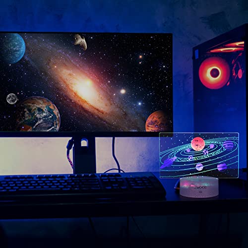 ZWOOS 3D Illusion Lamp - Luz Nocturna 3D LED Multicolor - Lámpara Gaming con Control Remoto - Lampara Decorativa para Niños, Gamers