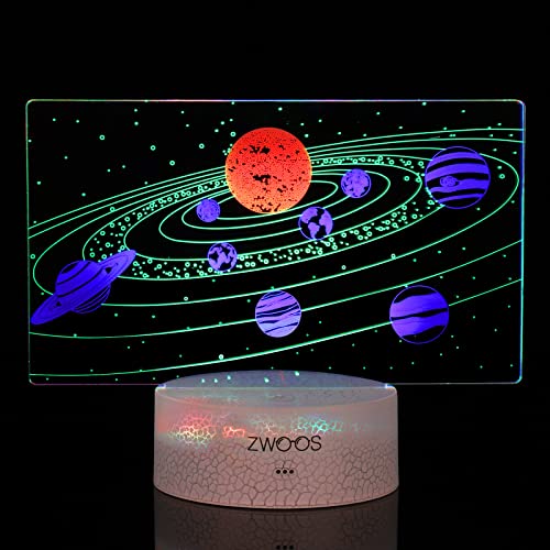 ZWOOS 3D Illusion Lamp - Luz Nocturna 3D LED Multicolor - Lámpara Gaming con Control Remoto - Lampara Decorativa para Niños, Gamers