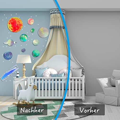 Pegatinas luminosas de cielo estrellado, estrellas fluorescentes en la oscuridad, adhesivo decorativo para pared, autoadhesivos que brillan en la oscuridad, sistema solar y cometas