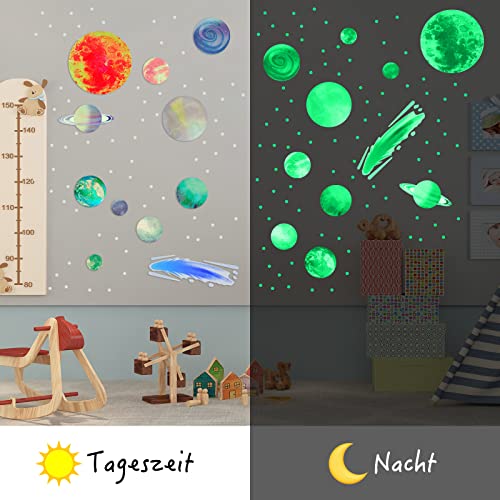 Pegatinas luminosas de cielo estrellado, estrellas fluorescentes en la oscuridad, adhesivo decorativo para pared, autoadhesivos que brillan en la oscuridad, sistema solar y cometas