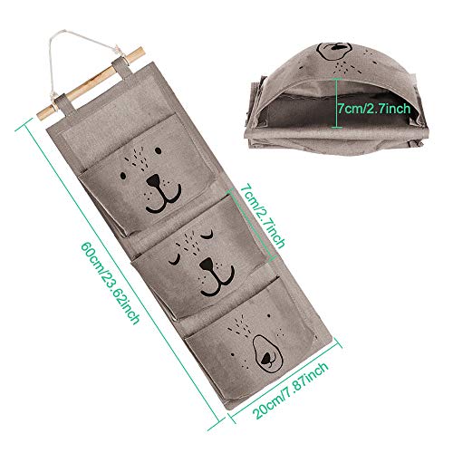 SNAGAROG 2 Bolsas de Almacenamiento para Colgar en la Pared con Dibujos Animados sobre la Puerta, Organizador de Bolsillo de Tela Impermeable para Colgar Bolsas de Almacenamiento con 3 Bolsillos